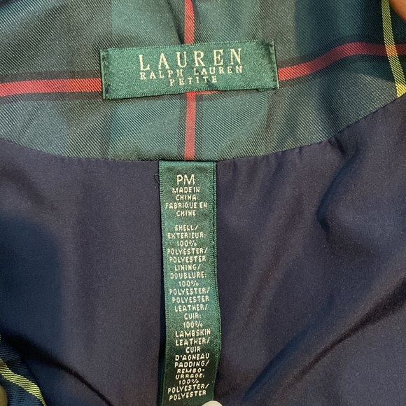 Ralph Lauren vintage Y2K leather piping Blue and Green Quilted Vest - Picture 11 of 13